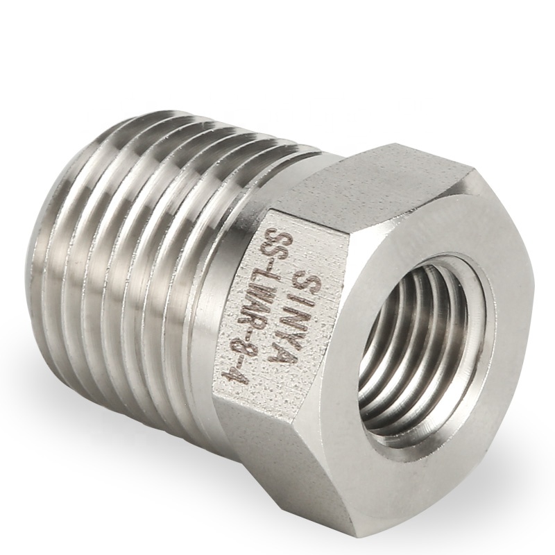 Stainless Steel 316 Bush Reducing Adaptor Male / Female Threaded 3/4 NPT 1/4 NPT 6000 PSI Instrumentation Hex Reducing Bushing