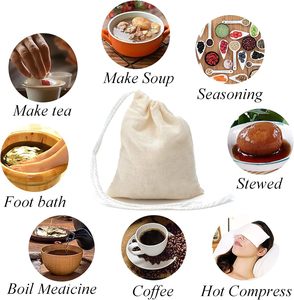 100% algodón Natural malla fina reutilizable frío café queso paños colador grande nuez leche té bolsas con cordón - Product Image 5