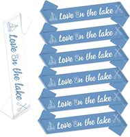 Set de 7 Lazos de Satén Azul y Blanco para Novia y Damas de Honor, Tema Lago, Recuerdos para Despedida de Soltera