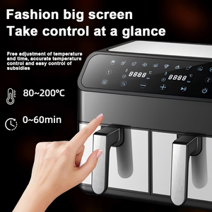 Écran tactile électronique intelligent numérique moderne de haute qualité <span class=keywords><strong>4L</strong></span> + <span class=keywords><strong>4L</strong></span> double <span class=keywords><strong>friteuse</strong></span> à air ouvert - Product Image 3