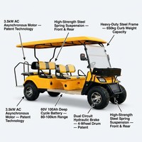 Carrito de Golf Eléctrico con Caja de Carga, Batería de Litio de 72V, Motor Asíncrono de CA de 3.5kW, Freno de Tambor Delantero/Trasero, Tecnología Patentada, Alcance de 90 km