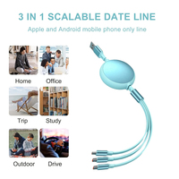 Cable de Carga USB Retráctil 3 en 1 Personalizado, Cable de Datos de Carga Súper Rápida de 100 W con Logotipo Personalizado para Teléfonos Inteligentes