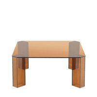Table basse moderne en verre trempé carré 80x80cm, verre ambré, style Bauhaus, montage facile pour salon