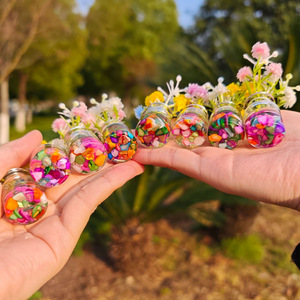 YANPAI – fleurs artificielles, vase en verre avec galets colorés, mini décoration pour tableau de bord de voiture, présentoir de bureau - Product Image 3