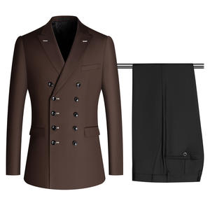 Traje de Novio de Diseño Estilo Cárdigan Cruzado, Traje de Dos Piezas para <span class=keywords><strong>Hombre</strong></span>, Chaqueta y Pantalón, Antiarrugas, Transpirable, de Alta Calidad - Product Image 2