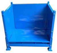 Unité de stockage pliante d'entrepôt empilable de conteneur de fil de boîte de palette en acier pliable résistante