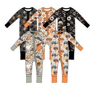 Pyjamas pour enfants Qingli OEM sans droits de douane, barboteuses en bambou, vêtements personnalisés pour nouveau-nés, barboteuses à manches longues en bambou pour bébés - Product Image 5