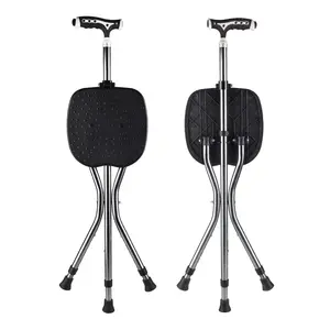 Hot Sale Handy Stick Chairs Crutch Folding Cane Seat Stool And Trekking Poles Walking Sticks With Chair