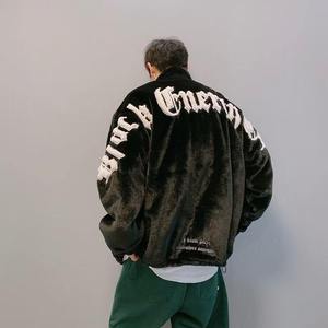 Winter Wear Regular Fit Loose Style Custom Fleece Jacket Thick Oversize Faux <b>Fur</b> Coat with Flocking Embroidery Zip-up Jacket - Product Image 2