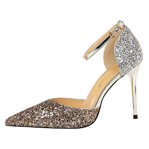 283-6 Europeo e Americano sexy del locale notturno femminile <span class=keywords><strong>tacco</strong></span> <span class=keywords><strong>alto</strong></span> hollow bocca superficiale sottolineato sfumatura di colore paillettes <span class=keywords><strong>sandali</strong></span> - Product Image 4