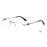 Temples de lunettes optiques à monture papillon sans monture en métal nouvellement conçus avec un design de mode en forme de coeur