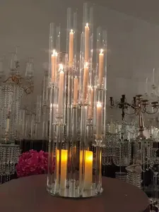 Gorgeous Weddings Centerpieces Wedding Crystal Candelabra Floating Candlestick Holders 3/5/6/7/8/9/10 Arms Glass Candle Holder