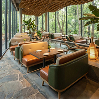 Meubles commerciaux durables sur mesure haut de gamme, canapé en cuir rétro, sièges de restaurant, salle à manger, café, table de café, ensemble de banquettes