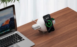 Station de charge rapide sans fil 15W 3in1 Lampe de nuit de bureau Cube de charge magnétique Support de téléphone <span class=keywords><strong>pliable</strong></span> Charge rapide pour la maison - Product Image 2