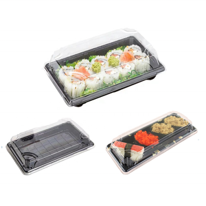 ขายส่งที่นิยมมากที่สุด Ps ป้องกันหมอกที่จะไปทิ้ง1105สีดำสี่เหลี่ยมผืนผ้าพลาสติกซูชิบรรจุภัณฑ์ภาชนะ/กล่อง/ถาด - Product Image 1