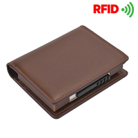 Portefeuille Minibook Professionnel Anti-Vol Mini Petit Personnalisé avec Clip, Portefeuille Pop-up Intelligent en Cuir PU RFID sur Mesure pour Cartes de Crédit