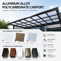 Nouveau style de carport en aluminium gris sur mesure avec toit en polycarbonate résistant au vent fort et aux charges de neige élevées
