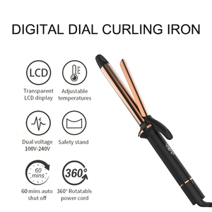 Nouvelle technologie, fer à friser à double PTC à chauffe rapide, fer à friser en tourmaline LCD <span class=keywords><strong>25</strong></span> <span class=keywords><strong>mm</strong></span> avec clip, fer à friser électrique pour salon de coiffure - Product Image 2
