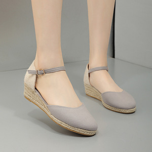 <span class=keywords><strong>5</strong></span> <span class=keywords><strong>cm</strong></span> femmes Espadrilles plate-forme sandales compensées bout fermé plate-forme bride à la cheville décontracté été Espadrilles chaussures à talons - Product Image 4