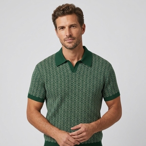 Polo en Maille Jacquard Personnalisé avec Logo pour Homme – Coton Tricoté à Manches Courtes, Pull Oversize - Product Image 2