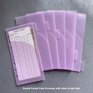 Sobre de efectivo con pestañas de hojas sueltas A6, bolsillo doble de 2 capas personalizado transparente esmerilado con apertura lateral derecha de 6 agujeros para Carpeta de presupuesto - Product Image 2