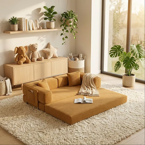 Ensemble canapé-lit d'appoint modulaire compressé sous vide, en velours côtelé 32D, matelas <span class=keywords><strong>futon</strong></span> de sol tatami avec rembourrage en éponge, portable pour la nuit - Product Image 5