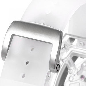 Montre Squelette Transparente Forme Baril Homme de Luxe avec Bracelet en Caoutchouc Fluoré Blanc – Élégante et Tendance pour le Quotidien et les Fêtes – Offre Spéciale - Product Image 6