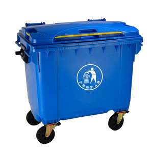 Outdoor Large 660L <b>Plastic</b> Waste <b>Bin</b> With <b>Lid</b> Wheeled Rectangular For Sanitation And Community Use - Product Image 2