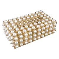 Boîte à mouchoirs de luxe en laiton couleur or perle avec fermoir, organisateur de bureau, présentoir à bijoux pour la maison et le bureau