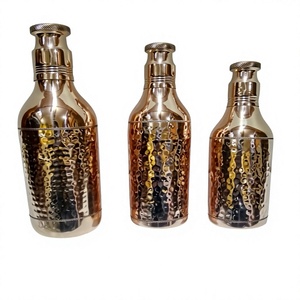 100% Copper Champagne <b>Water</b> Bottles Set of 3 Small Medium Large Size Customized <b>Water</b> Bottle Health Beneficial Bottles Drinkware - Product Image 1