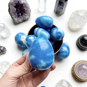 Piedra de Larimar Artificial Pulida al por Mayor, Cristal Curativo en Forma de Huevo para Regalos de Navidad y Halloween, Decoración para el Hogar y la Oficina - Product Image 6