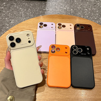 Coques de téléphone portables unies et simples avec grande fenêtre pour iPhone 17 Pro Max 17 16 15 14, coque arrière mate avec protection de l'objectif
