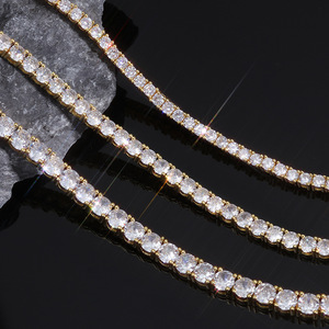 Chaîne à maillons sertis de moissanite VVS1, monture encastrée de précision, certifiée GRA, or 18 carats, argent 925, bijoux géométriques personnalisés sertis de pierres - Product Image 4