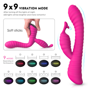 Juguete sexual de silicona para mujer 100% resistente al agua 9 frecuencias de vibración punto G estimulador del clítoris vibrador de conejo - Product Image 3