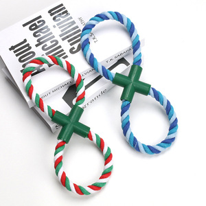 Juguete de cuerda de algodón con forma de ocho para perros, juguete interactivo resistente a mordidas para limpieza de dientes - Product Image 1