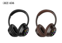 Auriculares Inalámbricos Plegables AKZ636 con Bluetooth, Pantalla Digital, Sonido Estéreo con Bajos Profundos, Compatibles con Tarjeta TF, Auriculares para Juegos