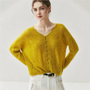 Camicia Casual <span class=keywords><strong>Cardigan</strong></span> in Cashmere da donna in seta Cashmere di alta qualità - Product Image 6