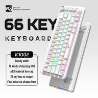 Clavier mécanique filaire K1002, 66 touches, disposition 65 % avec bouton rotatif, touches RGB en ABS, 26 touches anti-ghosting pour les joueurs PC