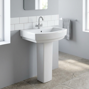 Juego de Lavabo de Cerámica de Lujo Vistaar con Pedestal, Estilo Europeo, Lavabo Suspendido en la Pared - Product Image 5