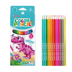 Yalong 12 couleurs crayon en plastique Triangle pôle crayons de couleur Art dessin fournitures scolaires ensemble de papeterie