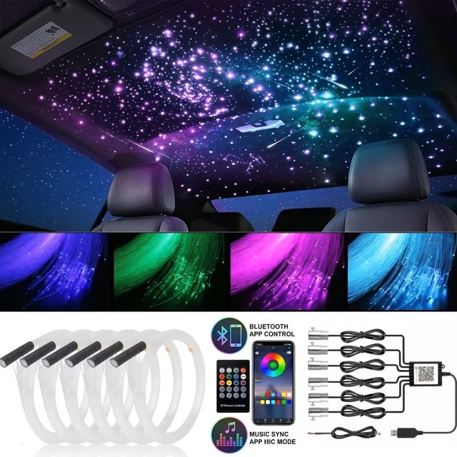Car Interior Ambient Light RGBW LED Starlight Kit for Car Roof App Remote Control Fiber Optic Star Ceiling Light Universal