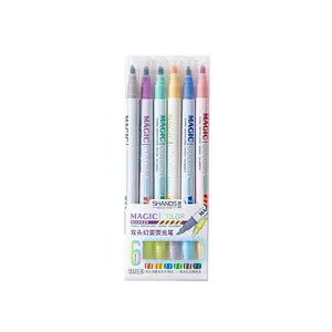 SHANDS Dual Sided Magic Pens Office School Stationery Promotional Gift 6 colors Highlighter Marker Pens sets