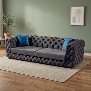 Chesterfield Quilted Ultra-Luxury Extendable Velvet Modular <b>Sofa</b> Set for Living Room Guest Room-Elegant Stylish Interior - Product Image 3
