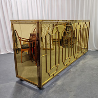 Table de bar en acier inoxydable avec plateau en verre et roulettes verrouillables, prix usine, très demandée