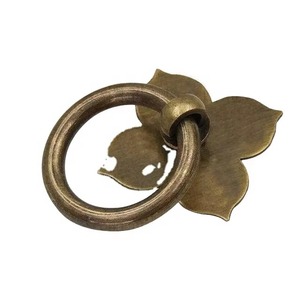 Cinese antico 100% antico in ottone a <span class=keywords><strong>forma</strong></span> di foglia maniglie armadio da cucina cassetto mobili con vite mobili mobili - Product Image 1