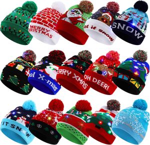 Chapeau de Noël avec lumières LED, logo personnalisé, broderie, casquette en velours épais, chapeau de Père Noël pour célébrations, style cowboy, tricoté - Product Image 1