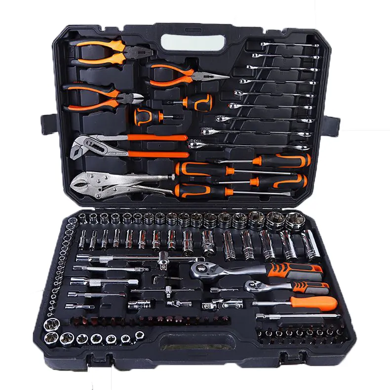 Outdoor 131pcs Professional Complete multi-function car Repair toolbox Carbon Steel Crv Screwdriver Ratchet Spanners Tool Set