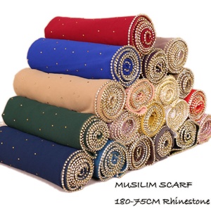 YW70 #   Écharpes en mousseline de soie à bulles pour femmes, avec paillettes diamantées, hijab uni, longue bandeau, foulards de mode, châles musulmans - Product Image 3