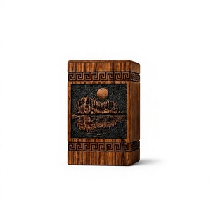 Wooden Cremation Urn 200 Cubic Inch Adult <b>Memorial</b> Keepsake <b>Box</b> Custom Design Fireplace Shrine Display - Product Image 1