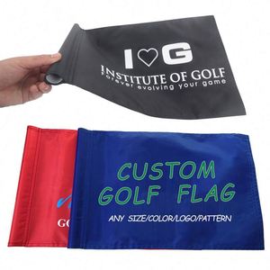 Drapeaux de golf personnalisés avec logo imprimé double face, sublimation, nylon 420D, mini drapeaux de cible de golf avec tube - Product Image 1